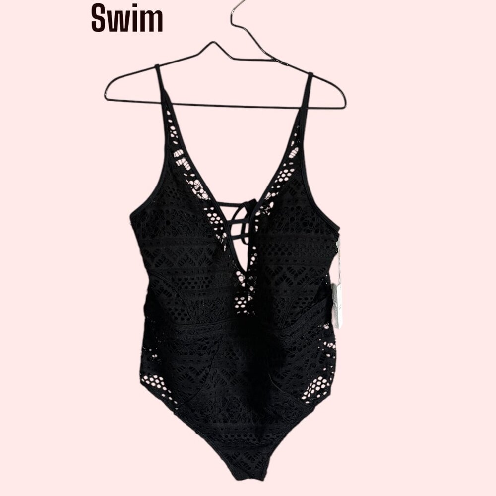 Grapent Black Lace One-Piece Bathing Suit XXL – Flattering & Sexy, NWT!